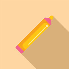 Poster - Flat design vector of a yellow highlighter marker on a pastel background with a shadow