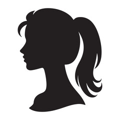 girl, female vector silhouette illustration art icon profile