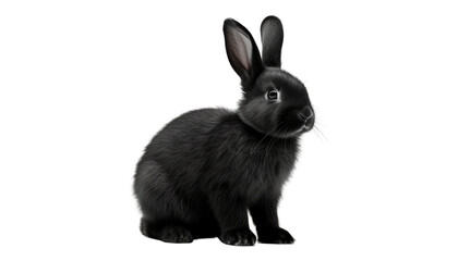 black rabbit isolated on transparent background cutout