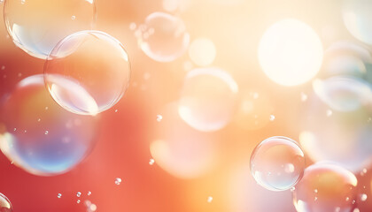 Sticker - Soap bubbles on light sky background in summer