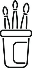 Sticker - Black and white line drawing of paintbrushes in a jar, ideal for art and design themes