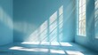© TKMedia - Light Blue Minimalist Interior Room With Sunlight Streaming Through Window