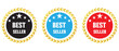 © Rama - Best seller badge icon with wreath laurel. Best seller badge design. Set of badge best seller, best choice, and best price. vector illustration.