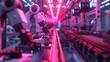 © rookielion - Industrial robots working on a high-tech assembly line, supervised by holographic interfaces