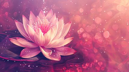 Sticker - Illustration of abstract meditation background featuring a harmonious lotus flower and peaceful pink hues 