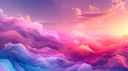 Wall Mural - Illustration of abstract meditation background with dreamy cloud formations and soothing violet hues 