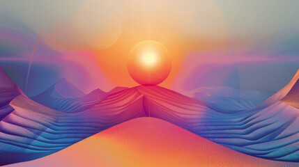 Wall Mural - Illustration of abstract meditation background with geometric shapes and soothing gradient hues 