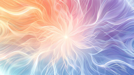 Poster - Illustration of abstract meditation background with swirling lines and tranquil pastel tones 