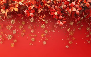 Wall Mural - A 3D illustration of a vibrant red Christmas holiday background
