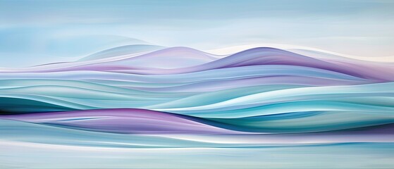 Wall Mural - Abstract waves in pastel colors create a serene, flowing landscape in this beautiful digital artwork perfect for backgrounds and prints.