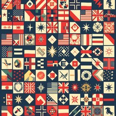 Wall Mural - Concept = pattern, seamless, (National flags around the world)