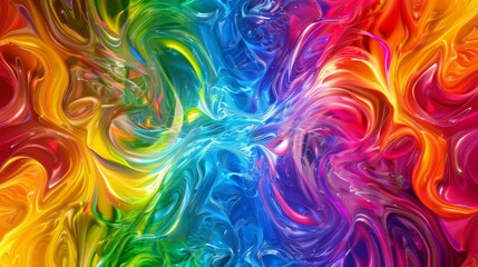 Poster - A vibrant abstract background with swirling rainbow colors and a kaleidoscopic effect. The bright and vivid patterns create a sense of energy and joy