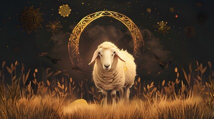 Wall Mural - goat qurban Eid al adha mubarak festival islamic background Sacrifice islamic decoration