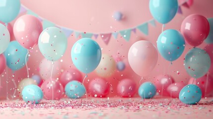 Wall Mural - A room full of colorful balloons and confetti