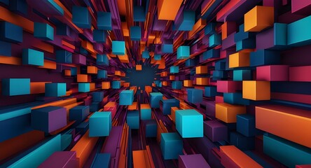 3d three dimensional abstract background with neon colors 