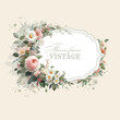 © ku4erashka - Vintage floral frame with flowers on a cream background.