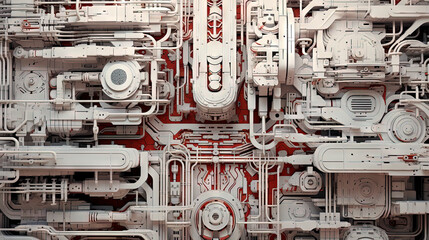 Wall Mural - background with metallic panels texture, wires and circuit. spaceship hull wall technology backgroun