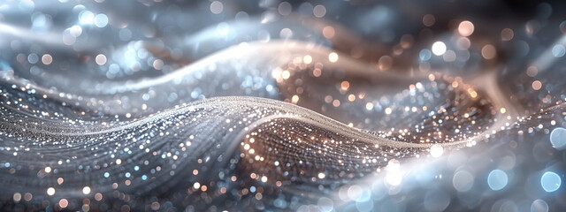 Wall Mural - Abstract silver glitter waves background