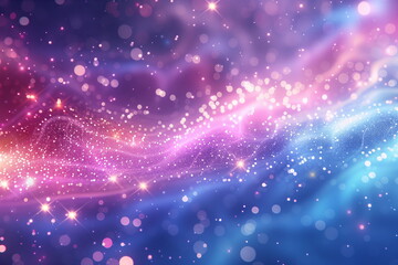 Wall Mural - Abstract blue and pink glitter bokeh background with a blend of cool and warm hues