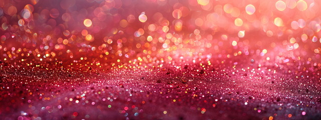 Wall Mural - Abstract red and pink glitter bokeh background