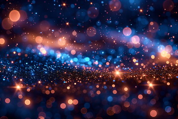 Wall Mural - Abstract blue and orange bokeh lights background