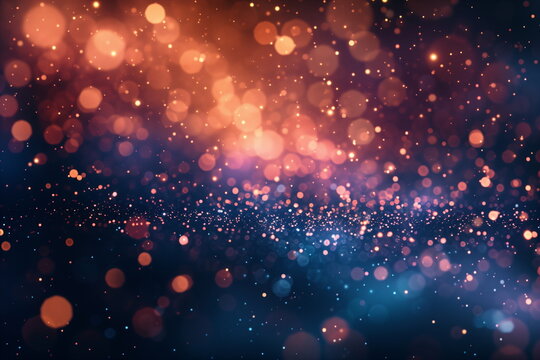 Abstract blue and orange glitter bokeh background