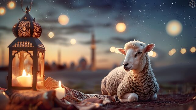eid al adha qurban with animal for islamic festival islamic background Sacrifice islamic decoration