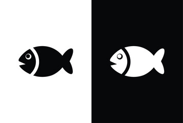 Wall Mural - Fish on a black background. Fish icon vector isolated on white black background. food illustration collection.