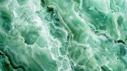 Wall Mural - A closeup of a cooltoned green pattern resembling the mesmerizing texture of polished jade