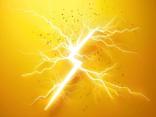 Yellow electric lightning bolt icon 