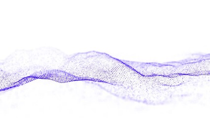 Fototapete - Technology blue wave of particles. Big data visualization. Analytics representation. Digital background. 3d rendering.