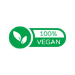 © Ярина Журавель - Vegan Round Green Vector Sign with Leaves on White Background. Organic, Bio and Ecological Label. Meat free, Eco, Lactose free, Healthy, Fresh and Non Violent Food.