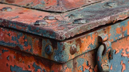 A sy metal chest with corners worn down to metal from countless journeys still showing signs of strength and resilience