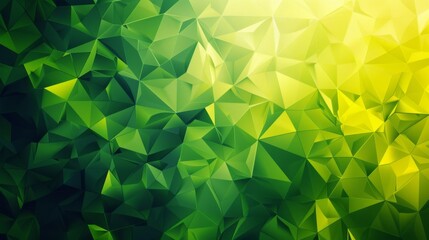 Aufkleber - An abstract geometric background with sharp triangles and polygons in various shades of green and yellow. The shapes are layered to create depth and a sense of modernity