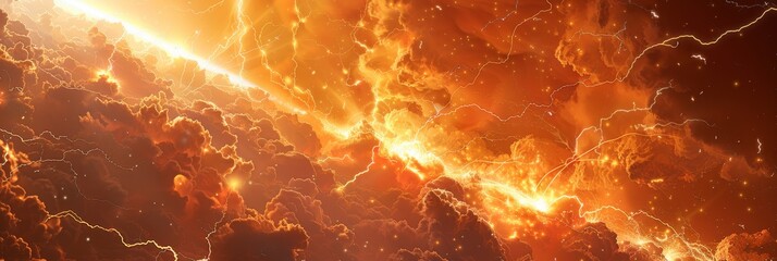 Wall Mural - Fiery explosion with intense light