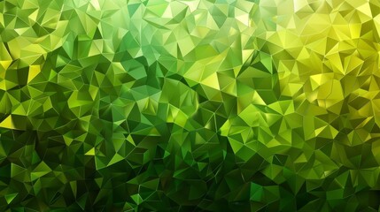 Aufkleber - An abstract geometric background with sharp triangles and polygons in various shades of green and yellow. The shapes are layered to create depth and a sense of modernity