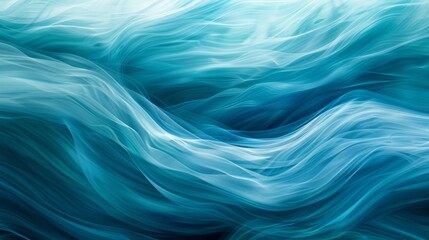 Fototapete - An abstract wave pattern background in shades of blue and turquoise, reminiscent of ocean waves. The smooth, flowing lines create a sense of tranquility and harmony