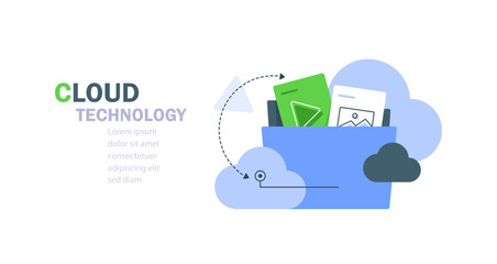 Wall Mural - cloud computing concept,cloud server,device data exchange and file synchronization concept