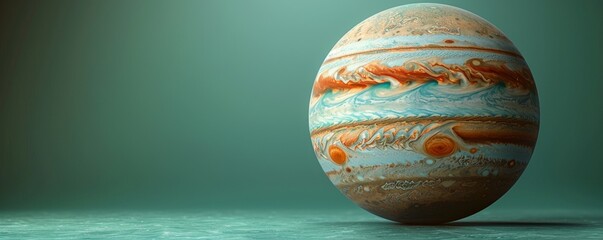 Wall Mural - Closeup view of Jupiter with vibrant swirls and gradient background