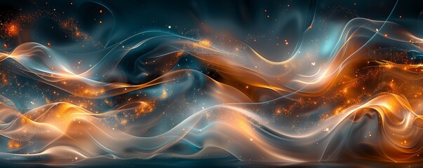 Wall Mural - Abstract dark background with smooth flowing lines and vibrant colors
