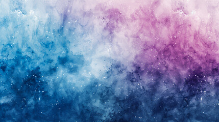 Wall Mural - Abstract watercolor space background with vibrant blue and purple gradients, stars scattered across, a faint nebula in the center, empty space for text 