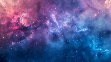 Wall Mural - abstract watercolor space background with vibrant blue and purple gradients, stars scattered across,