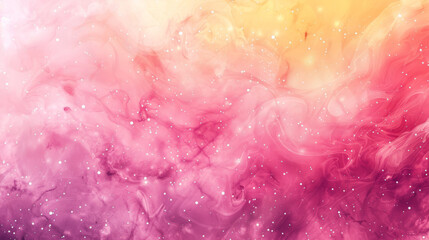 Wall Mural - bright watercolor space background, gradients of pink and yellow, twinkling stars, swirling galaxies