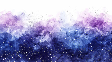 Wall Mural - Celestial watercolor background, gradients of midnight blue and lavender, scattered star clusters, abstract patterns, isolated on white background, space for text 
