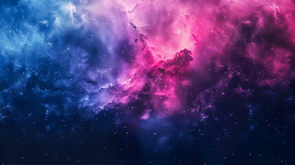 Wall Mural - Cosmic watercolor scene, gradients of deep blue and pink, abstract star patterns, glowing nebulae, isolated on gradient background, text area 
