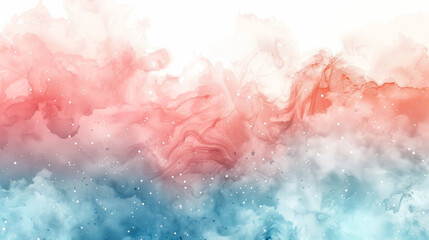 Wall Mural - dreamy watercolor space with gradients of coral and aqua, subtle star fields, abstract cosmic clouds