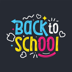 back to school colorful typography illustration on blackboard. back to school template with educatio