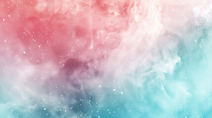 Wall Mural - gradient watercolor space with pastel pink and turquoise, abstract swirling galaxies, stars twinklin