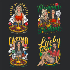 Sticker - Casino queens colorful set posters