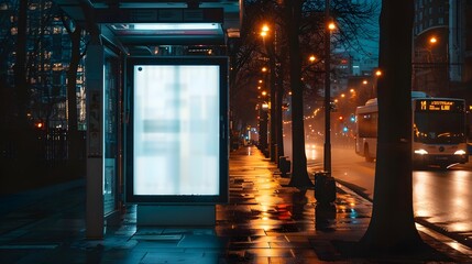 Wall Mural - blank billboards at a bus stop on the street